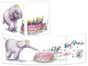 CT375 éléphant et gâteau ouverte