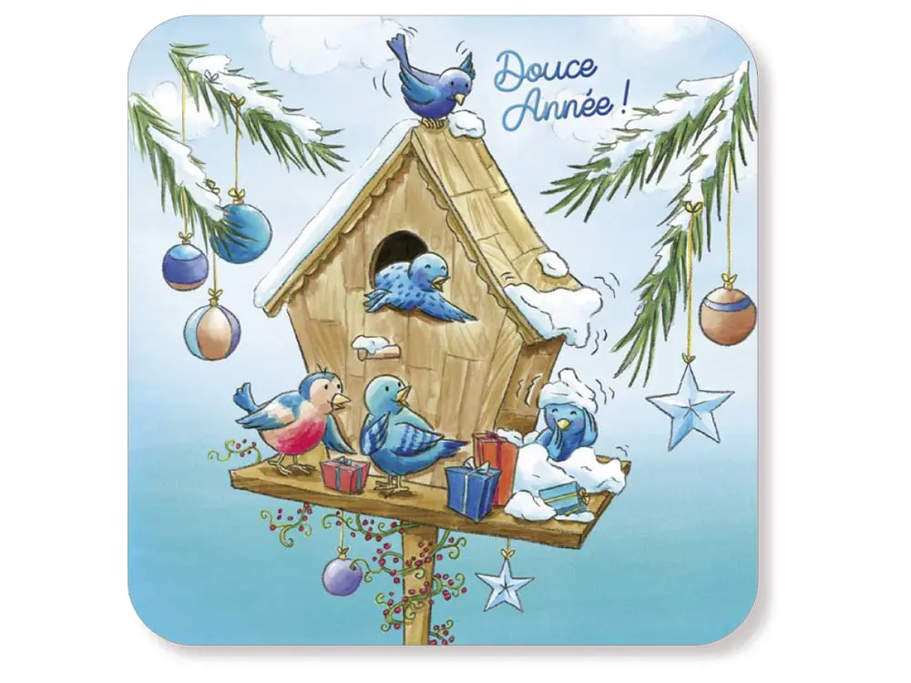 Carte postale BA619 Douce année. La cabane des oiseaux