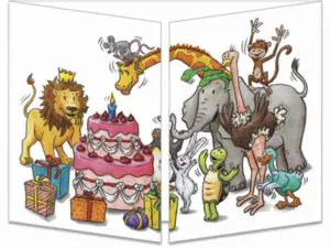 carte postale cache-cache ct094 tous les animaux anniversaire fermée