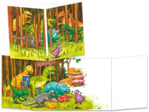 carte postale cache-cache ct095 dinosaures dans la forêt