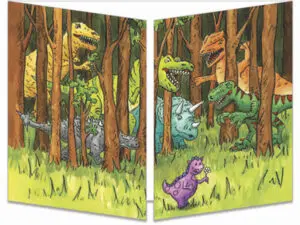 carte postale cache-cache ct095 dinosaures dans la forêt fermée