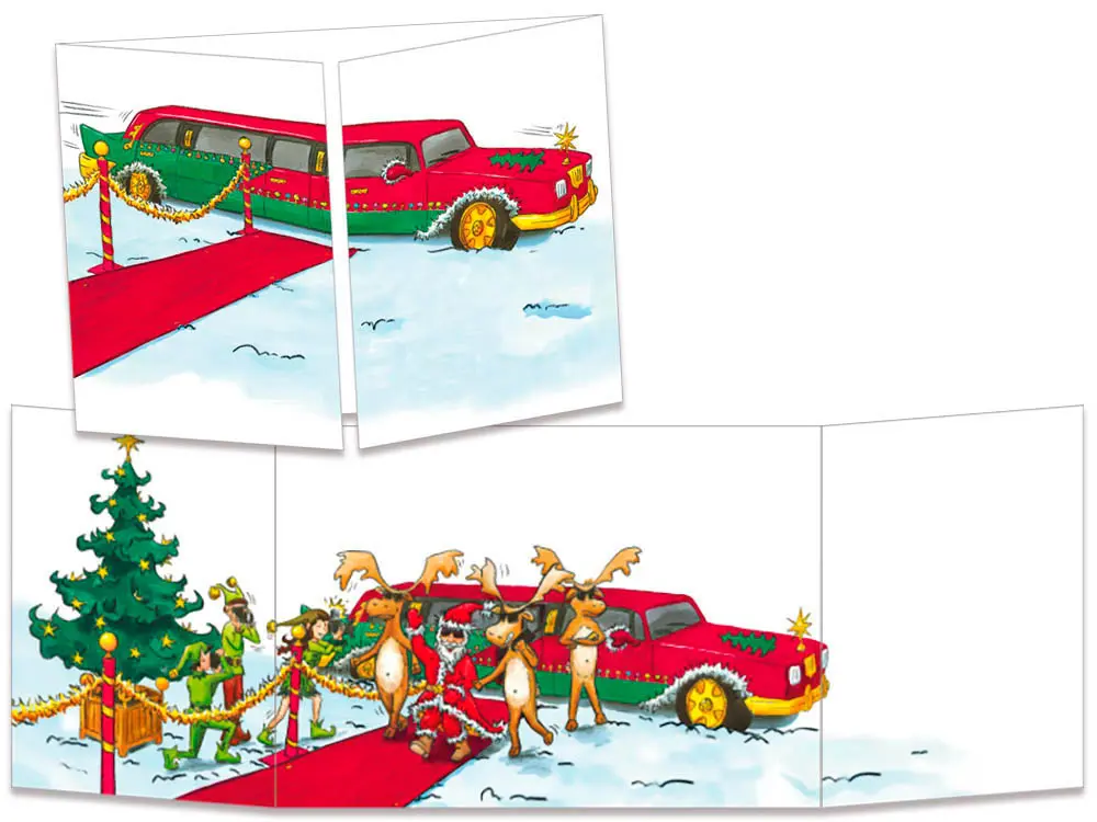 carte postale cache-cache ct124 la limousine du père noël