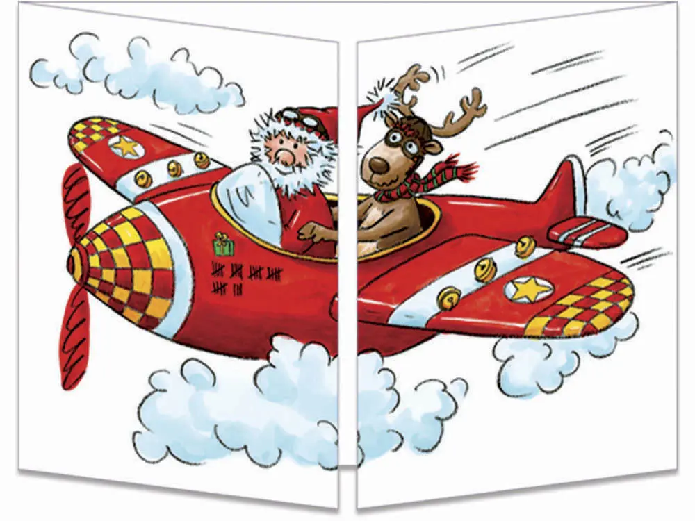 carte postale cache-cache ct129 père noël parachutiste fermée