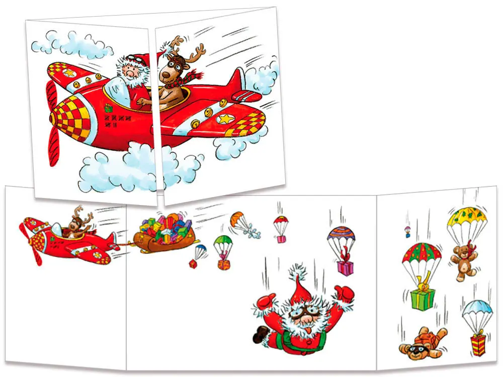 carte postale cache-cache ct129 père noël parachutiste