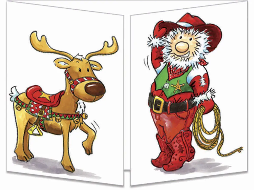 carte postale cache-cache ct135 père Noël cow boy fermée