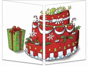 carte postale cache-cache ct139 le père Noël sort du gateau fermée