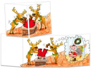 carte postale cache-cache ct140 père Noël bloqué dans la cheminée
