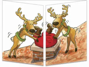 carte postale cache-cache ct140 père Noël bloqué dans la cheminée fermée