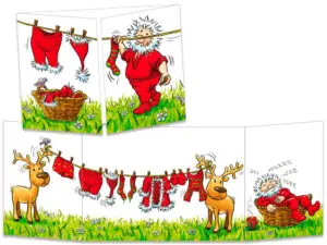 carte postale cache-cache ct143 le père Noël fait sécher son linge