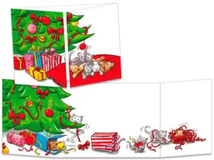 carte postale cache-cache ct145 les chats et les boules du sapin