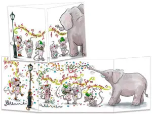 carte postale cache-cache ct149 l'éléphant et les souris bonne année