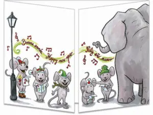 carte postale cache-cache ct149 l'éléphant et les souris bonne année fermée