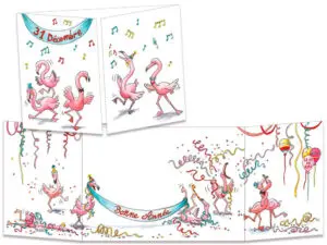 carte postale cache-cache ct151 la bonne année des flamant roses