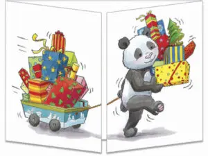 carte postale cache-cache ct153 les pandas et les cadeaux de noël fermée