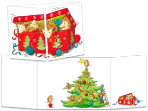 carte postale cache-cache ct154 les hérissons et le sapin de noël