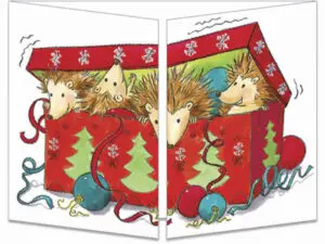 carte postale cache-cache ct154 les hérissons et le sapin de noël fermée