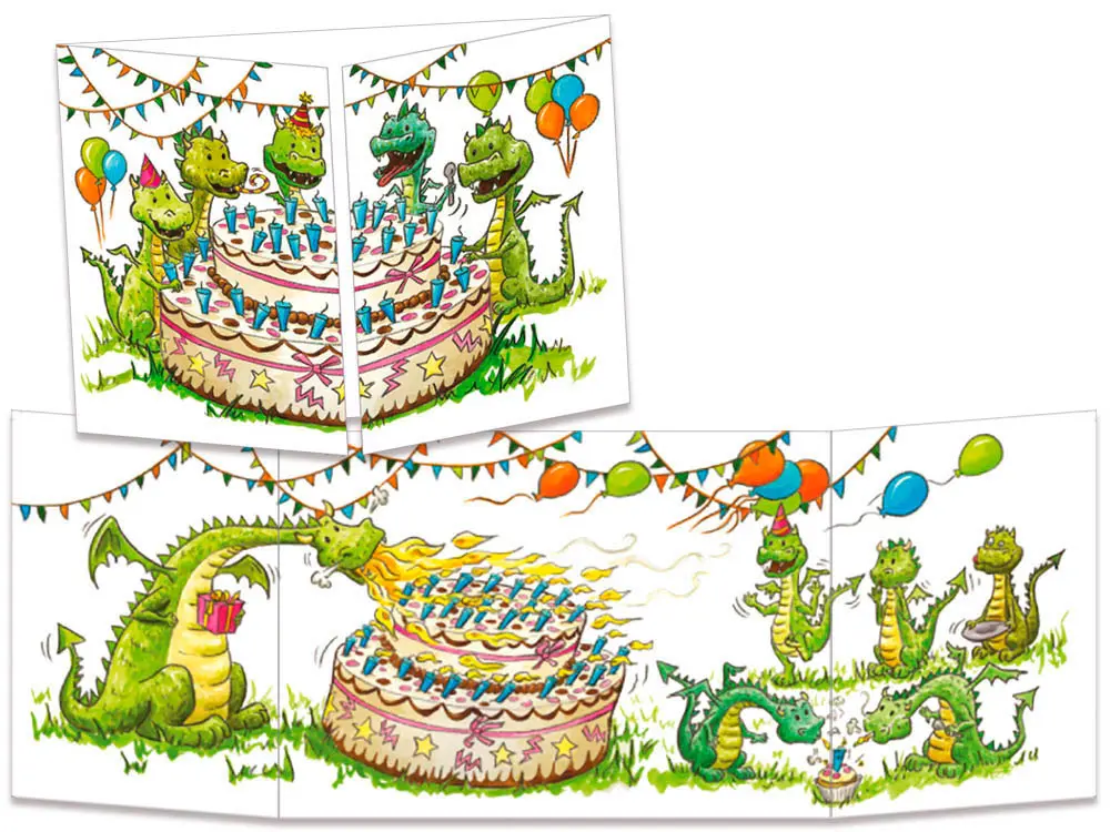 carte postale cache-cache ct265 anniversaire de dragons