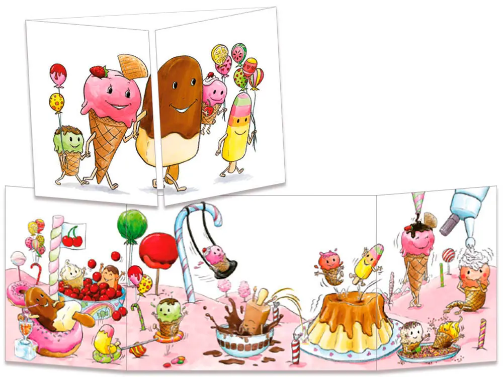 carte postale cache-cache ct271 famille glace au parc sucré