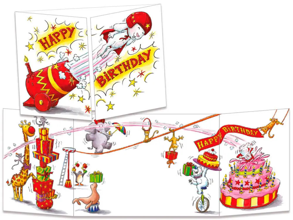 carte postale cache-cache ct275 birthday circus