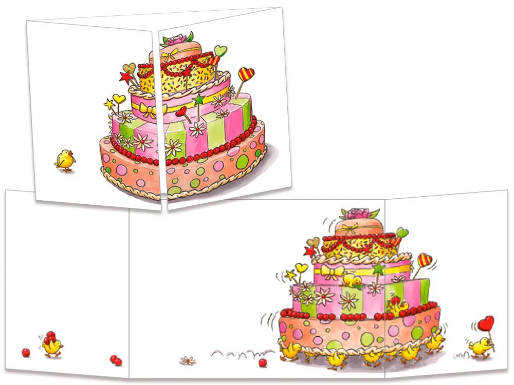 carte postale cache-cache ct278 poussin solidaire pour gâteau