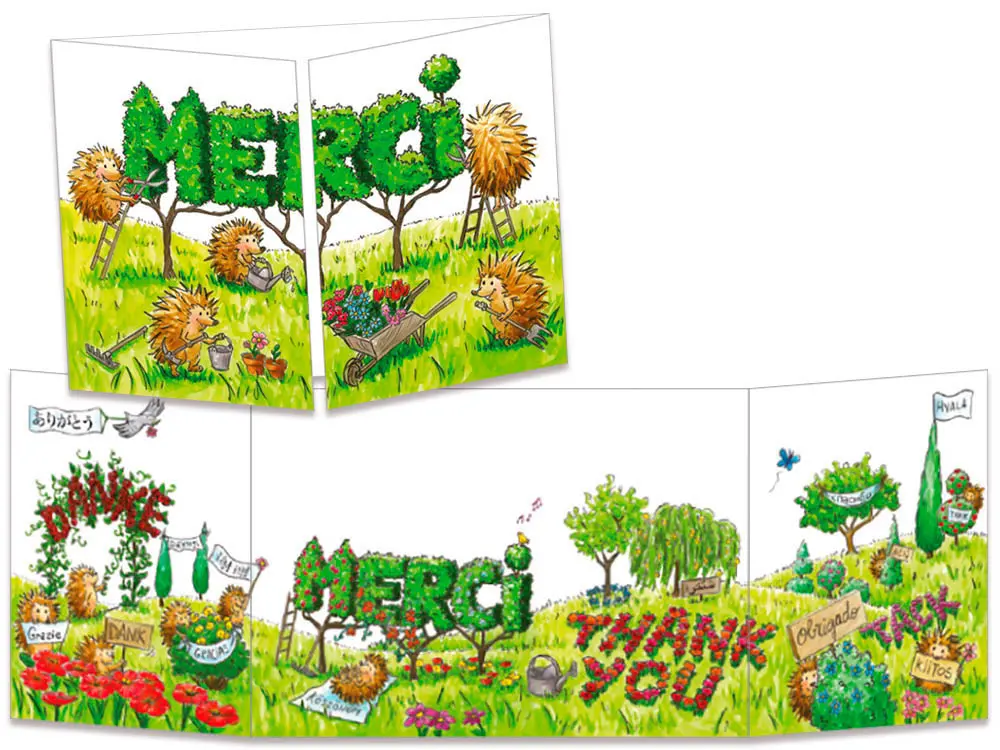 carte postale cache-cache ct280 jardin merci des hérissons