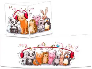 carte postale cache-cache ct283 musique tous sous le casque