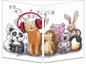 carte postale cache-cache ct283 musique tous sous le casque fermée