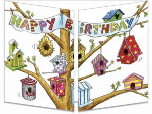 carte postale cache-cache ct288 les nichoirs à oiseau d'anniversaire fermée
