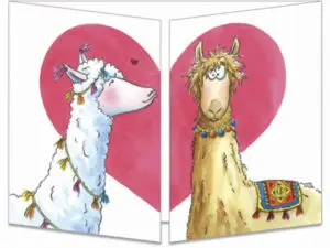 carte postale cache-cache ct301 les lamas amoureux fermée