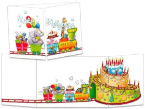 carte postale cache-cache ct304 Le petit train d'anniversaire
