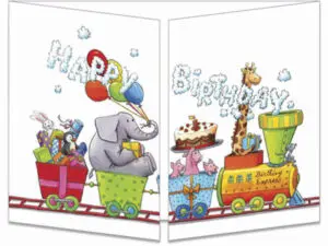 carte postale cache-cache ct304 Le petit train d'anniversaire fermée