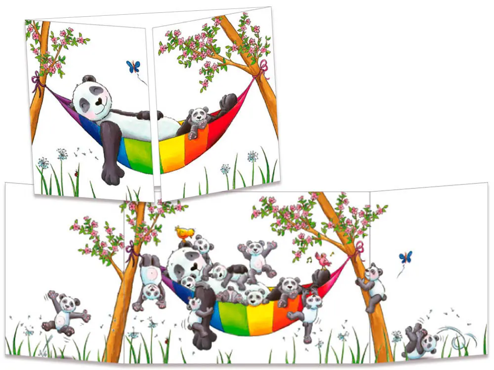 carte postale cache-cache ct305 Le panda dans son hamac
