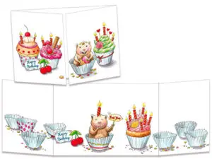 carte postale cache-cache ct309 Le hamster et les cup cake