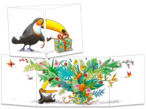 carte postale cache-cache ct313 Le cadeau magique du toucan