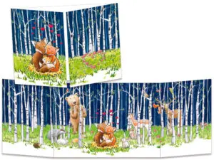 carte postale cache-cache ct314 Naissance du renardeau dans la forêt de bouleau