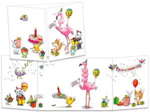 carte postale cache-cache ct315 Le flamant rose et a part de gateau d'anniversaire