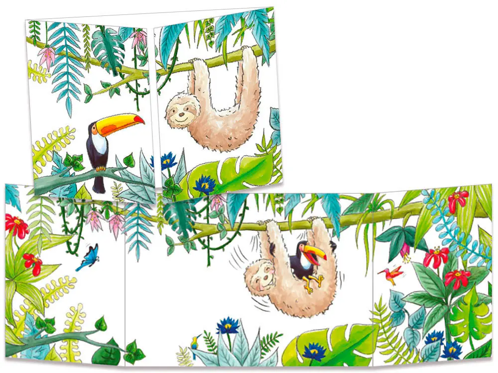 carte postale cache-cache ct319 le paresseux et le toucan