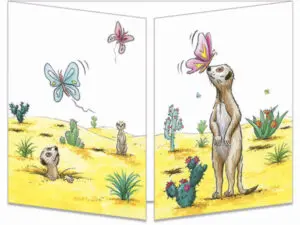 carte postale cache-cache ct321 les suricates et les papillons fermée