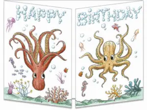 carte postale cache-cache ct324 anniversaire chez les pieuvres fermée
