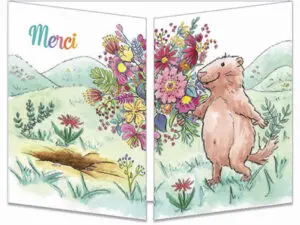 carte postale cache-cache ct325 le bouquet de fleurs merci de la marmotte fermée