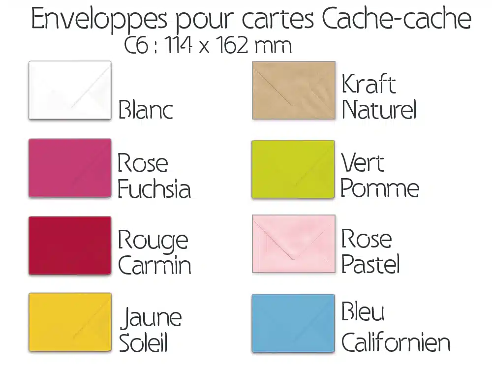 Enveloppes taille standard C6 les différents coloris