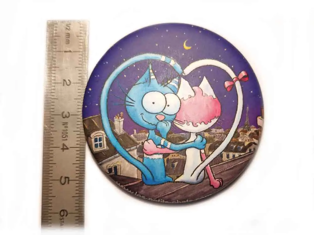 Magnet aimanté Le chat Rabia et Miss Tinguette mesure
