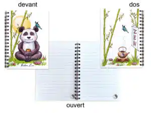 Carnet à spirale A6 Le panda Zen ouvert