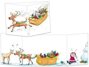 Carte postale cache-cache CT113 Le père Noël perd le contrôle