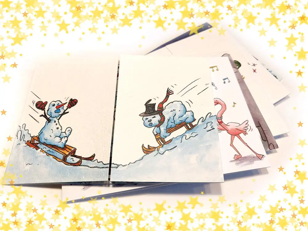 Lot de 6 cartes postales Cache-cache Nouvel an