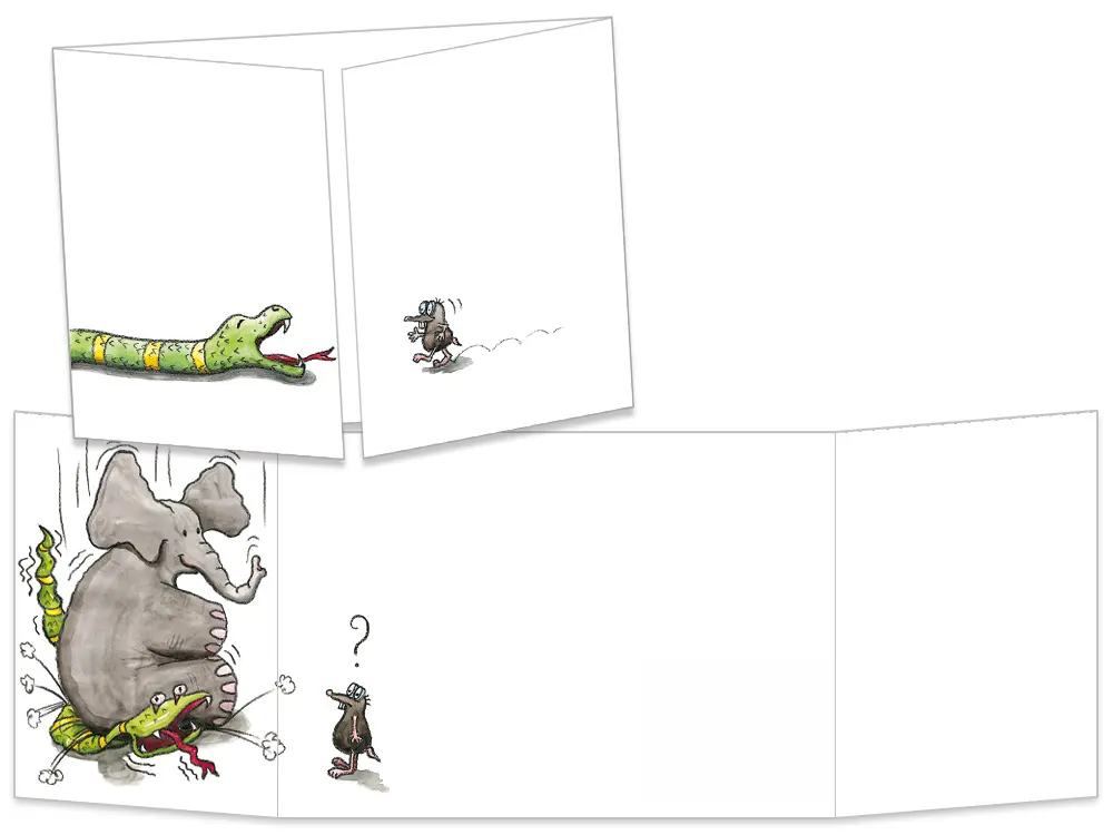 Carte postale cache-cache la petite taupe et le boa