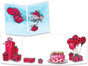 Carte postale anniversaire coccinelles
