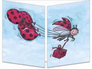 Carte postale anniversaire coccinelles