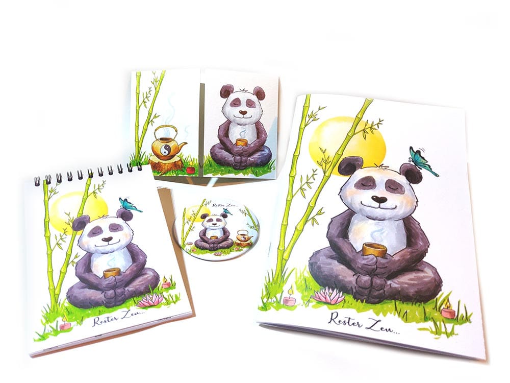 Pack cadeau du panda zen comprenant 4 objets assortis