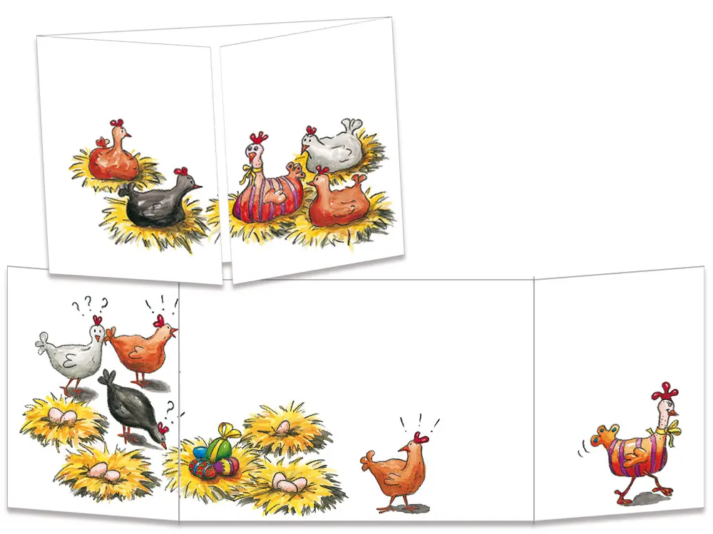 Carte postale de la collection cache-cache "La poule de Pâques"